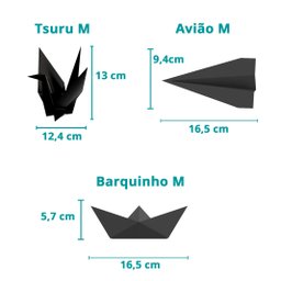 Trio Origami M - Pássaro Tsuru, Avião E Barquinho / Decoração, Origami 3d - Toque 3D:Amarelo - 4