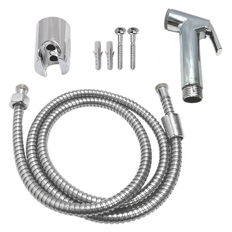 Ducha Higiênica Cromada com Mangueira 1,20m Registro 1/4 de Volta em Aço Inox