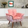 Poltrona Opala Rosa com Borboletas Pé Palito Dm Interiores - 2