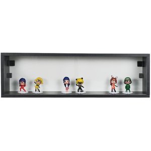 Nicho 80x23x18 Preto C/ Portas de Acrílico Puxador Preto