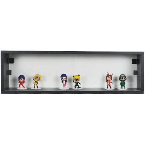 Nicho 80x23x18 Preto C/ Portas de Acrílico Puxador Preto