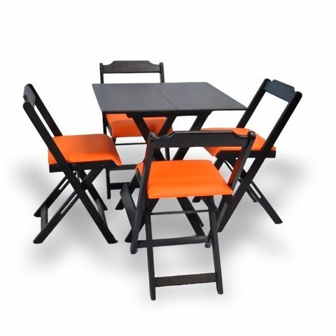 Conjunto Dobrável com 4 Cadeiras Laranja