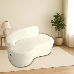 Sofá Orgânico com Entrada Usb Curvo 2 Lugares Feijão Forma Orgânica Bouclé - 1