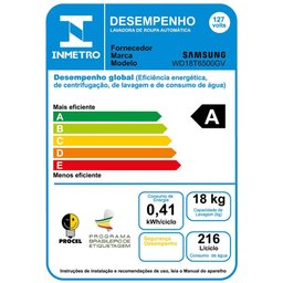Lava e Seca Samsung 18kg Wd18t Wd18t6500gv Digital Inverter Ecobubble Wifi Preto 220v - 5
