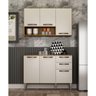 Kit Armário de Cozinha Alba Aéreo e Balcão 3 Portas Cinamomo/off White - 1