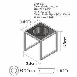 Comedouro Elevado Individual Cão Porte G Preto - 3