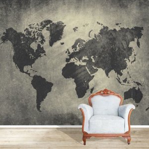 Papel de Parede Adesivo , Mapa Múndi Cimento Queimado