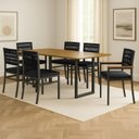 Ver imagem 1 de Conjunto Sala de Jantar Mesa 6 Cadeiras Tampo de MDF Barcelona Itália Preto