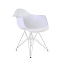 Ver imagem 4 de Mesa de Jantar Eames Eiffel Vidro Redonda 110cm com 4 Poltronas Brancas Ferro Branco