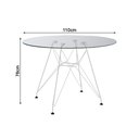 Ver imagem 5 de Mesa de Jantar Eames Eiffel Vidro Redonda 110cm com 4 Poltronas Brancas Ferro Branco