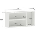 Ver imagem 3 de Armário Aéreo de Aço 3 Portas Vidro Origens Bertolini Areia/branco