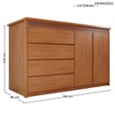 Ver imagem 4 de Cômoda 2 Portas 4 Gavetas MDF Polidoro Marrom/Rubi
