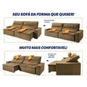 Ver imagem 4 de Sofá Retrátil Reclinável Supremo 2,50m Velut Bege C/ Molas