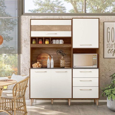 Kit Cozinha Compacta Mauí 160 Nicioli - Évora Rústico/off White Cristal