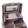 Maleta Porta Joias Bijuterias Relógio Estojo Organizador C/ Chave Espelho Alça Marrom - 3