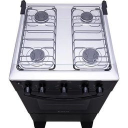 Fogão 4 Bocas Atlas Mônaco Plus Preto com Mesa Inox - Bivolt - 4