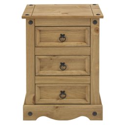 Mesa de Cabeceira de Madeira com 3 Gavetas Marrom Antique - 2
