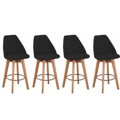 Kit 4 Banquetas Maysa Giratória para Bancada ou Cozinha - Tecido Preto
