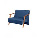 Ver imagem 1 de Poltrona Namoradeira Venus Braço Madeira Maciça Suede Unidecor Azul Bic