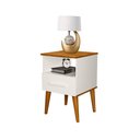 Ver imagem 1 de Mesa de Cabeceira Pérola com 1 Gaveta Romar Off White/Canela