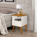 Ver imagem 2 de Mesa de Cabeceira Pérola com 1 Gaveta Romar Off White/Canela