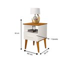 Ver imagem 3 de Mesa de Cabeceira Pérola com 1 Gaveta Romar Off White/Canela