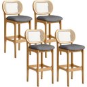 Ver imagem 1 de Kit 04 Banquetas Altas para Cozinha Bancada Sala Tela Betta Fixa L02 Linho Cinza Escuro - Lyam