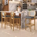 Ver imagem 7 de Kit 04 Banquetas Altas para Cozinha Bancada Sala Tela Betta Fixa L02 Linho Cinza Escuro - Lyam