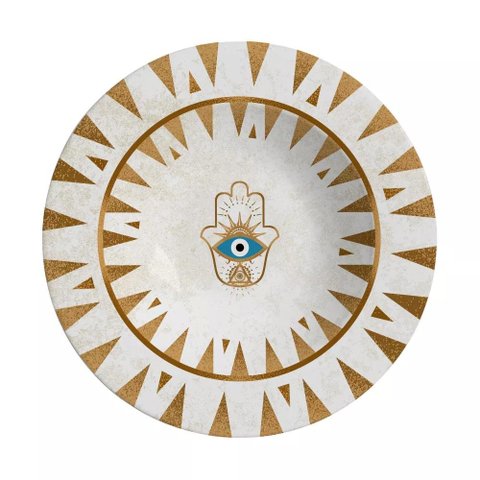 Conjunto com 6 Pratos Fundo Olho Grego Ø25cm Alleanza Cerâmica