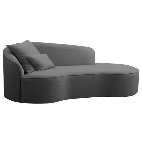 Divã Recamier Curvo Sala de Estar Recepção Inglaterra 180cm Lado Direito Linho - Doce Sonho Móveis S