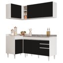 Ver imagem 1 de Armário de Cozinha Modulado de Canto Direito 4 Peças Cp39 com Pia Inox Branco/preto - Lumil Lumil Mó