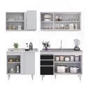 Ver imagem 6 de Armário de Cozinha Modulado de Canto Direito 4 Peças Cp39 com Pia Inox Branco/preto - Lumil Lumil Mó