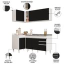 Ver imagem 3 de Armário de Cozinha Modulado de Canto Direito 4 Peças Cp39 com Pia Inox Branco/preto - Lumil Lumil Mó
