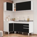 Ver imagem 2 de Armário de Cozinha Modulado de Canto Direito 4 Peças Cp39 com Pia Inox Branco/preto - Lumil Lumil Mó