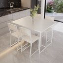 Ver imagem 1 de Conjunto Mesa de Jantar Retangular Branca 4 Cadeiras Brancas Riviera Industrial Don Castro Decor Riv