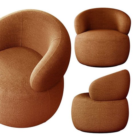 Kit 2 Poltronas Design Orgânico Moderno e Sofisticado Eloah Base Giratória Bouclé Italiano