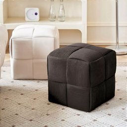 Puff Decorativo Quadrado Mini Lounge Assento Apoio para Os Pés para Sala Quarto Preto - 2