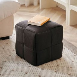 Puff Decorativo Quadrado Mini Lounge Assento Apoio para Os Pés para Sala Quarto Preto - 3