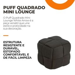 Puff Decorativo Quadrado Mini Lounge Assento Apoio para Os Pés para Sala Quarto Preto - 4