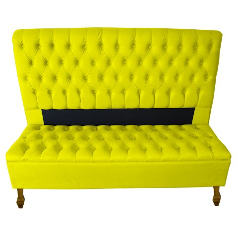 Cabeceira e Recamier Iza para Cama Box Casal Queen 1.60 - Suede - Sv Decor: Amarelo