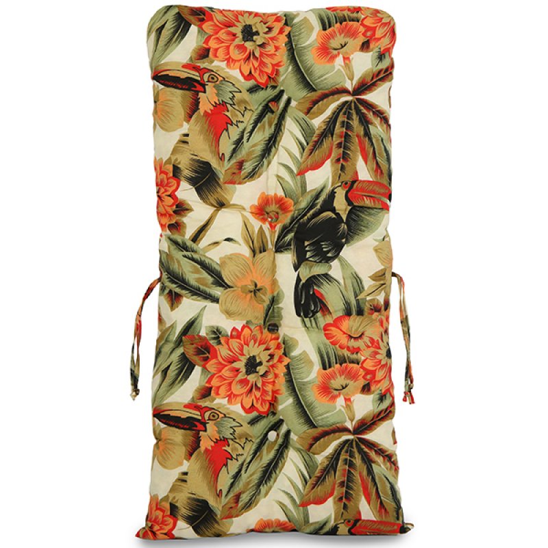 Kit Cadeiras de Bambu 4 Lugares com Almofadas Flores Laranja - 2