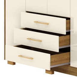 Guarda Roupa Solteiro Ep 4 Portas e 3 Gavetas Ideal para Quartos Pequenos:nature-champanhe - 7