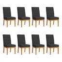 Ver imagem 1 de Kit 8 Cadeiras de Jantar Solana Suede Base de Madeira - Pallazio Cor:Preto