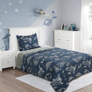 Cobre Leito Solteiro Prink Patchwork Infantil 02 Peças - Galaxia