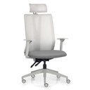 Ver imagem 2 de Kit 2 Cadeiras Escritório Giratória Presidente Flow F02 Base Cinza Linho Cinza Escuro - Lyam Decor