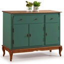 Ver imagem 3 de Balcão Linz 3 Portas Pés Luis Xv 99 X 132 X 45 Cm (a X L X P) - Cor Verde Musgo/imbuia Glazer