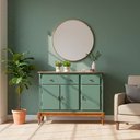 Ver imagem 1 de Balcão Linz 3 Portas Pés Luis Xv 99 X 132 X 45 Cm (a X L X P) - Cor Verde Musgo/imbuia Glazer