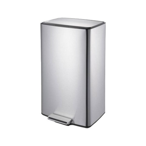 Lixeira Retangular C- Pedal e Balde 40 L Aço Inoxidável Escovado Linha Plana Brinox