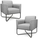 Ver imagem 1 de Kit 2 Poltronas Decorativas Isabella Base X Suede Cinza/Preto - Gran Belo