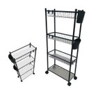 Ver imagem 1 de Carrinho 4 Prateleira Organizador Multiuso Cozinha Lavanderia Banheiro Ganchos E Escorredor Higiene 